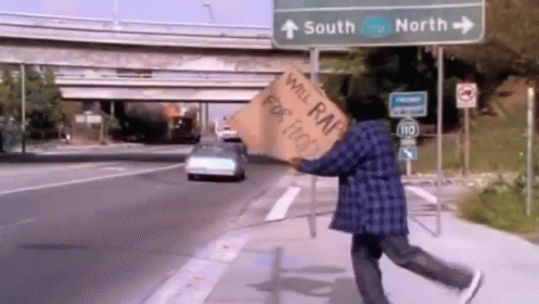 Person Holding Sign Saying Will Rap For Food GIF