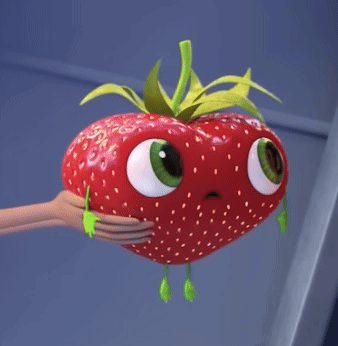 Person Holding Strawberry With Big Eyes