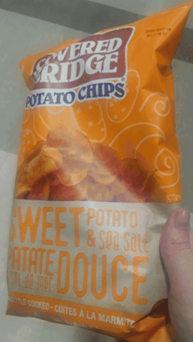 Person Holding Sweet Potato Chips