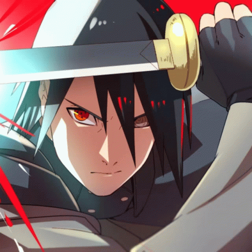 Person Holding Sword Red Background