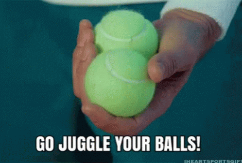 Person Holding Two Tennis Balls Go Juggle Your Balls GIF