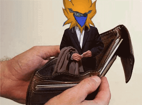 Person Holding Wallet With Cartoon Character GIF