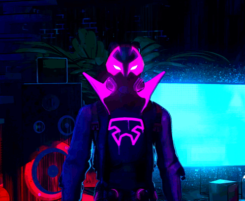Person Holding Weapon Purple Blue Background GIF
