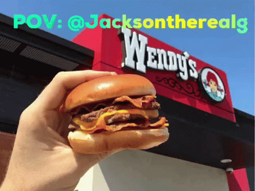 Person Holding Wendy's Hamburger GIF