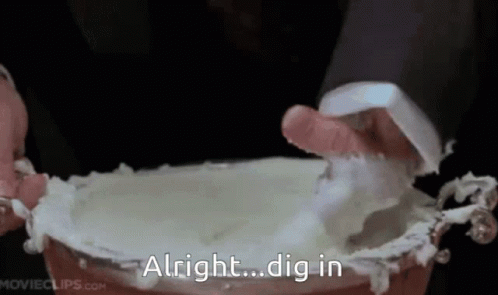 Person Holding Whipped Cream Saying Alright Dig In GIF
