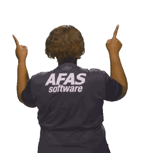 Person in AFAS Software Shirt Pointing Up