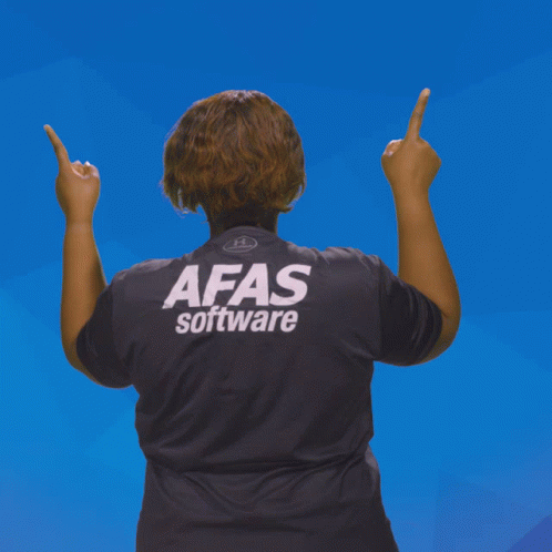 Person In AFAS Software Shirt Pointing Upwards GIF