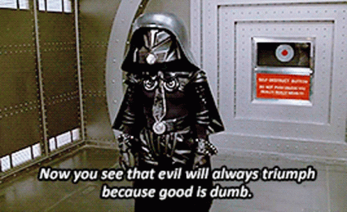 Person in Black Costume Saying Evil Triumphs