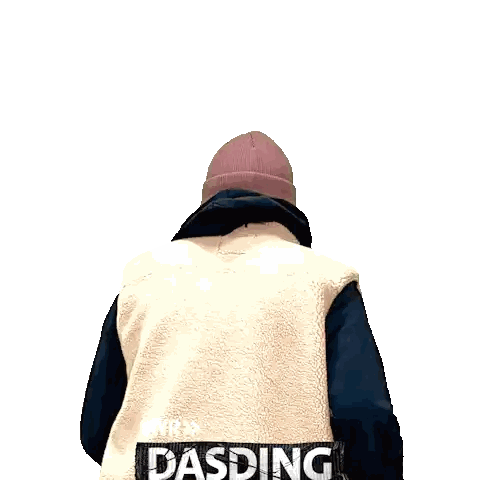 Person in Blue Hoodie and White Vest with Dasding