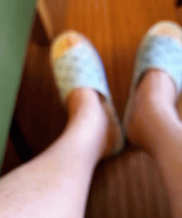 Person In Blue Slippers GIF