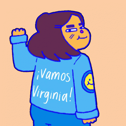 Person in Blue Sweater Saying Vamos Virginia