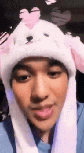 Person in Bunny Ear Hat with Heart