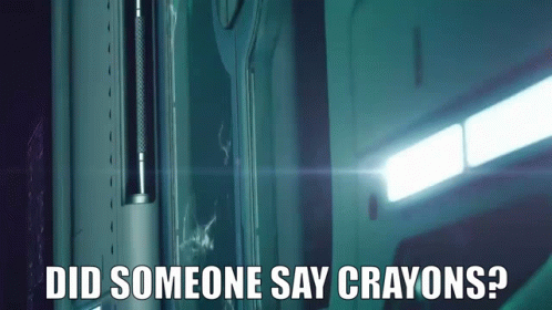 Person in Dark Room Asking Did Someone Say Crayons