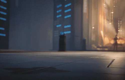 Person In Front Of Building With Lights GIF