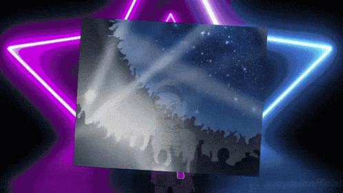 Person in Front of Purple and Blue Star