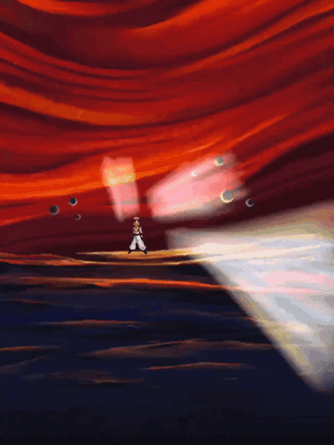 Person in Front of Red and Blue Background