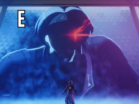 Person in Front of Screen Letter E