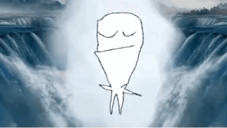 Person In Front Of Waterfall Eyes Closed GIF