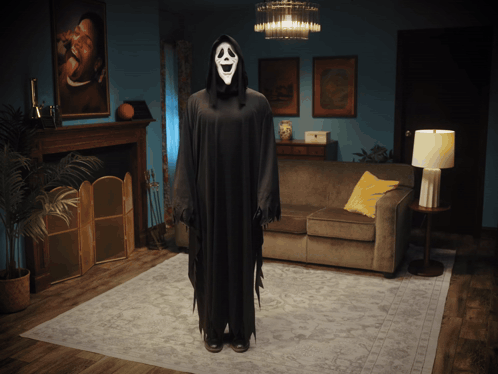 Person in Ghost Costume Beside Couch