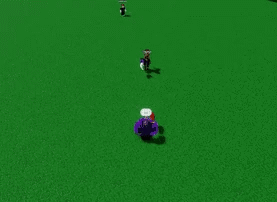 Person in Green Field with Purple Object