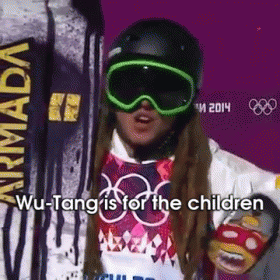Person in Helmet and Goggles Saying Wu-Tang Is for the Children