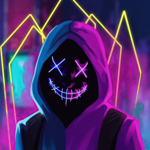 Person In Hoodie With Neon Smiley GIF