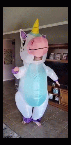 Person In Inflatable Unicorn Costume GIF