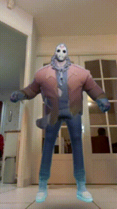 Person in Jason Voorhees Costume at Door
