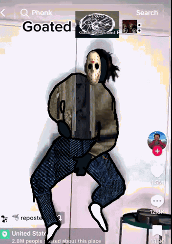 Person in Jason Voorhees Mask on Phone