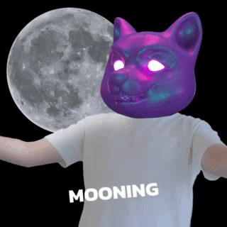 Person in Purple Cat Mask With Glowing Eyes Mooning
