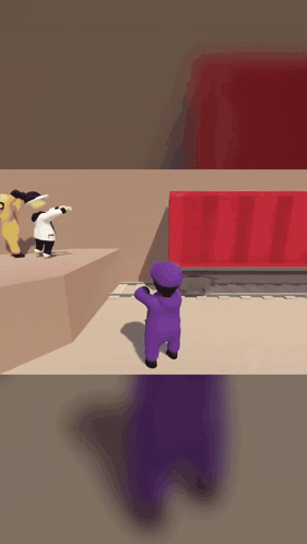 Person in Purple Outfit by Red Box