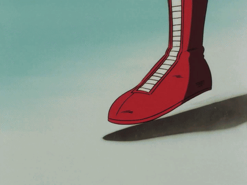 Person In Red Boots With White Stripes GIF