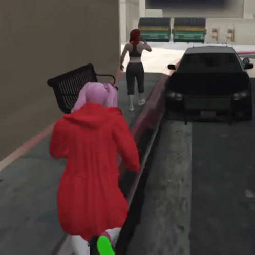 Person In Red Coat Walking GIF