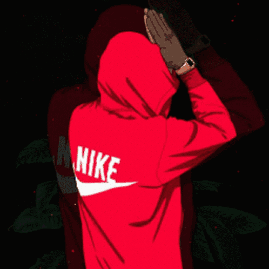 Person In Red Nike Hoodie With Hands Folded GIF