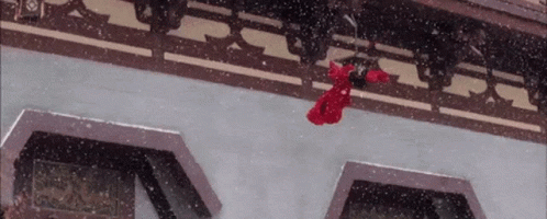 Person in Red Robe Flying