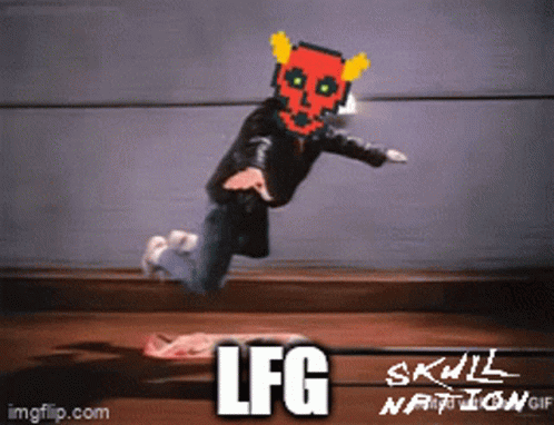 Person in Skull Mask Jumping LFG