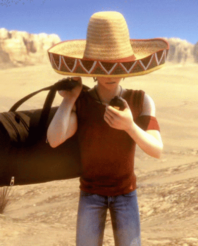 Person in Sombrero Holding Black Bag