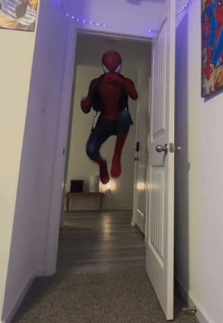 Person In Spiderman Costume Running GIF
