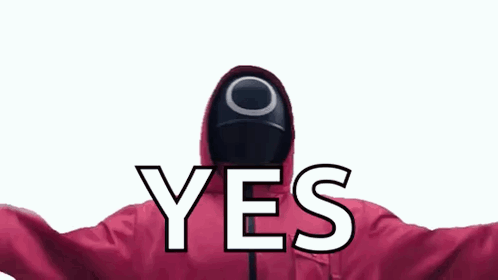 Person in Squid Game Mask Saying Yes