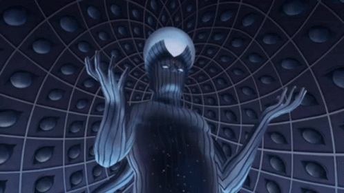 Person In Tunnel With Many Eyes GIF