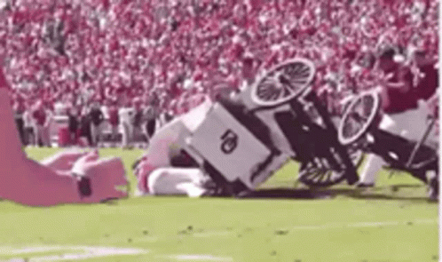 Person In Wheelchair Falling On Field GIF