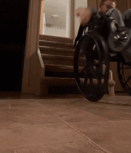 Person In Wheelchair Going Up Stairs GIF
