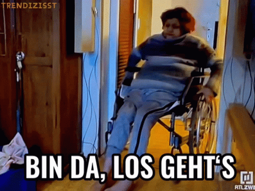 Person in Wheelchair With Bin Da Los Geht's