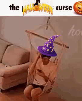 Person in Wizard Hat Sitting in Hammock