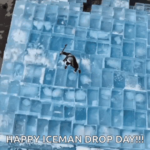 Person Jumping Over Ice Block Happy Iceman Drop Day GIF