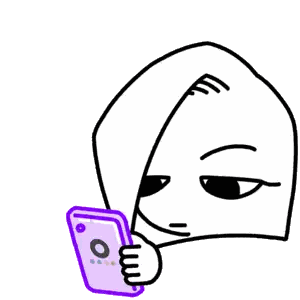 Person Looking at Cell Phone with Lol Bubble