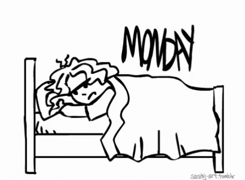 Person Lying in Bed With Monday