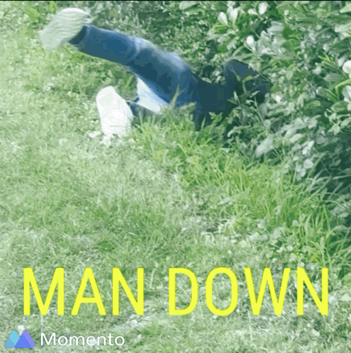 Person Lying in Grass Saying Man Down