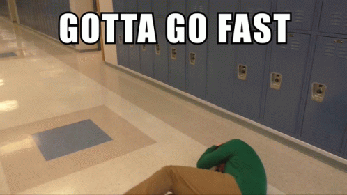 Person Lying in Hallway Saying Gotta Go Fast