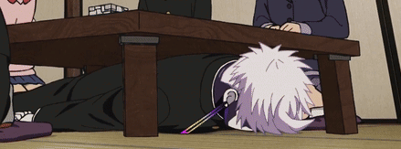 Person Lying Under Table With Chopsticks